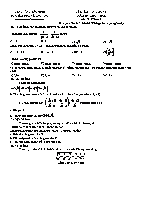 Đề thi học kỳ I Toán 9 - Bắc Ninh 2007 - 2008